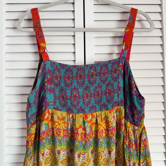 Natural Life Patricia Maxi Dress in Red Mustard Border Boho Festival Size XL - Picture 9 of 16